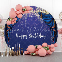 Lofaris Round Glitter And Purple Theme Happy Birthday Backdrop