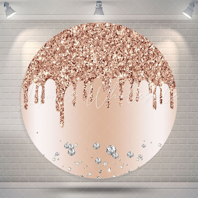 Lofaris Gold And Pink Glitters Circle Happy Birthday Backdrop