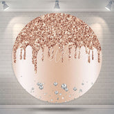 Lofaris Gold And Pink Glitters Circle Happy Birthday Backdrop