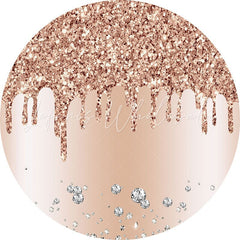 Lofaris Gold And Pink Glitters Circle Happy Birthday Backdrop