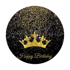 Lofaris Round Glitter Silver And Gold Happy Birthday Backdrop