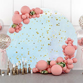 Lofaris Round Gold Glitter And Blue Happy Birthday Backdrop