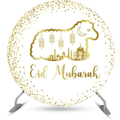 Lofaris Round Gold Glitter Sheep Eid Mubarak Backdrop