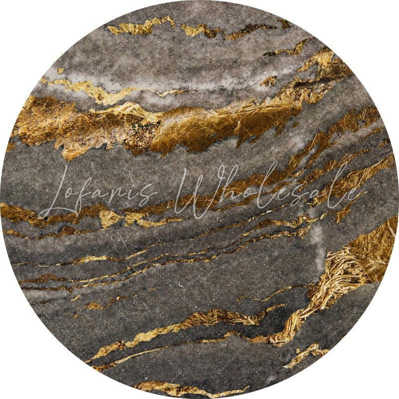 Lofaris Round Gold Grey Abstract Texture Birthday Backdrop