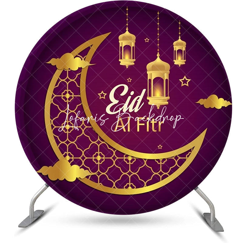 Lofaris Round Gold Moon Lamp Purple Eid Al Fitr Backdrop