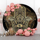 Lofaris Round Gold Mysterious Mandala Hamasa Hand Backdrop