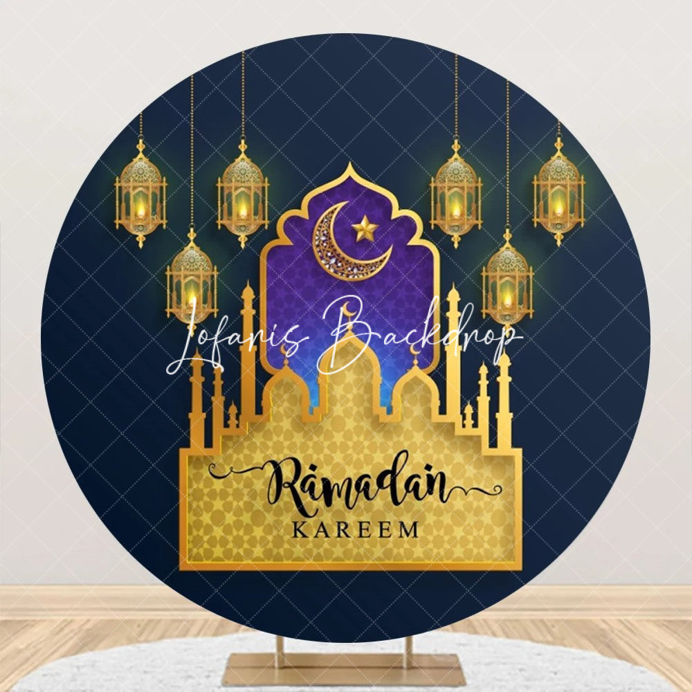 Lofaris Round Golden Castle Muslim Eid Al Fitr Backdrop