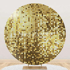 Lofaris Round Golden Metal Plaid Pattern Birthday Backdrop