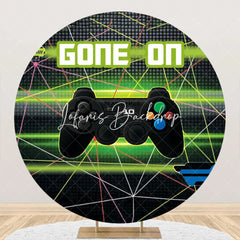 Lofaris Round Gone On Gamepad Black Green Party Backdrop