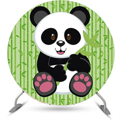 Lofaris Round Green Bamboo Panda Baby Shower Party Backdrop
