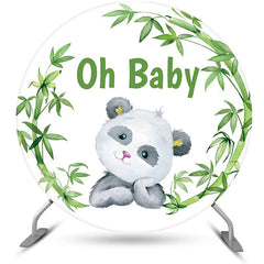 Lofaris Round Green Bamboo Panda White Baby Shower Backdrop