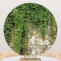 Lofaris Round Greenery Natural Stone Wall Spring Backdrop