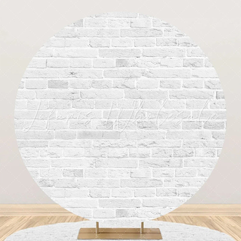Lofaris Round Grey White Vintage Brick Wall Party Backdrop