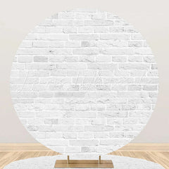 Lofaris Round Grey White Vintage Brick Wall Party Backdrop