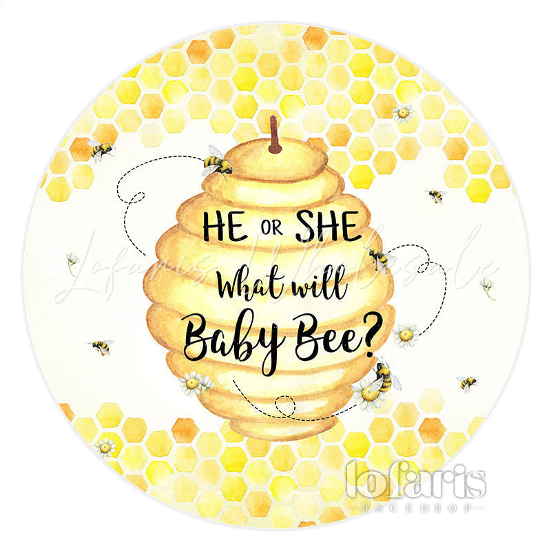 Lofaris Round He Or She What Will Baby Bee Shower Backdrop