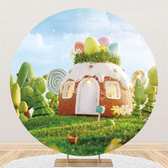 Lofaris Round Ice-Cream House Forest Happy Easter Backdrop
