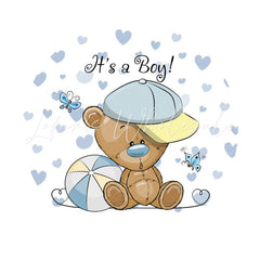 Lofaris Round Its A Boy Bear Love Baby Shower Backdrop For Party