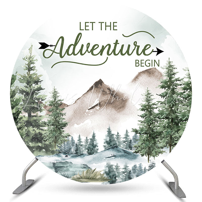 Lofaris Round Lets The Adventure Begins Baby Shower Backdrop