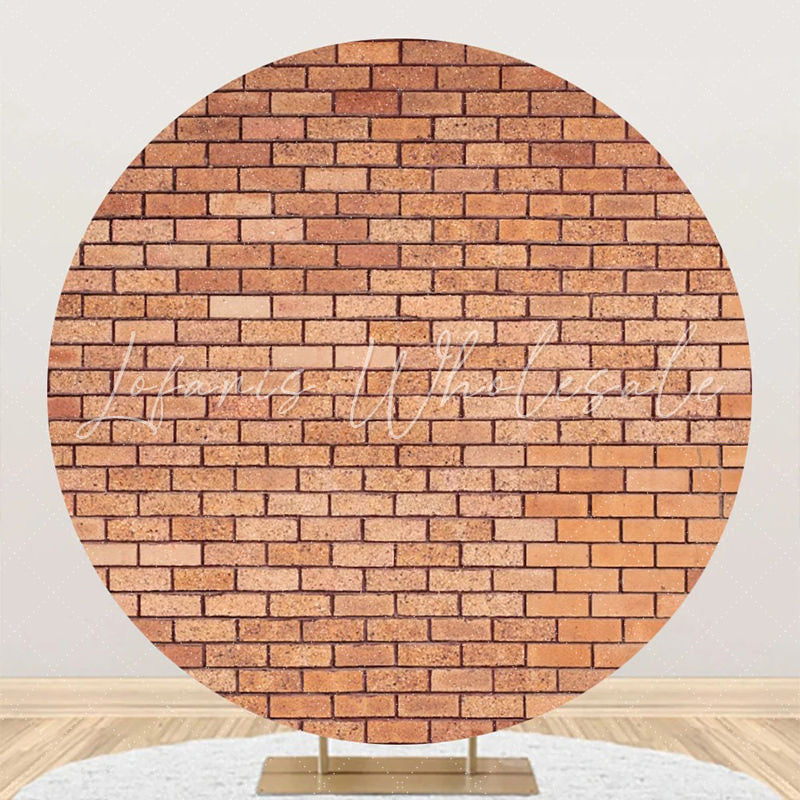 Lofaris Round Light Red Retro Brick Wall Backdrop For Party