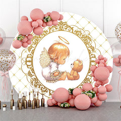 Lofaris Round Litter Baby And Brown Bear Shower Backdrop