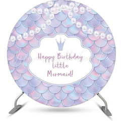 Lofaris Round Little Mermaid Pearl Scales Birthday Backdrop