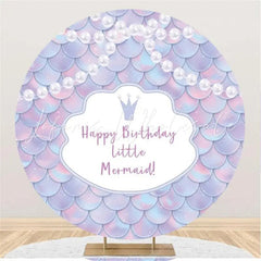 Lofaris Round Little Mermaid Pearl Scales Birthday Backdrop