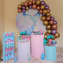 Lofaris Round Little Mermaid Under The Sea Glitter Backdrop