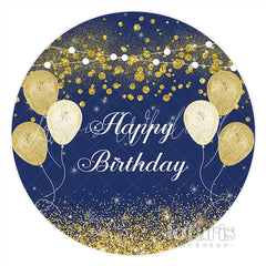 Lofaris Round Navy Blue Ane Golden Happy Birthday Backdrop