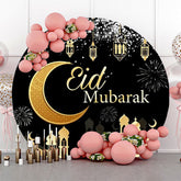 Lofaris Round Night Golden Castle Moon Eid Mubarak Backdrop