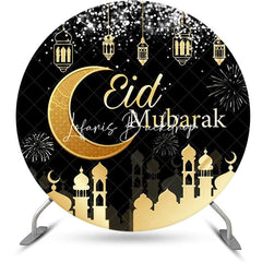 Lofaris Round Night Golden Castle Moon Eid Mubarak Backdrop