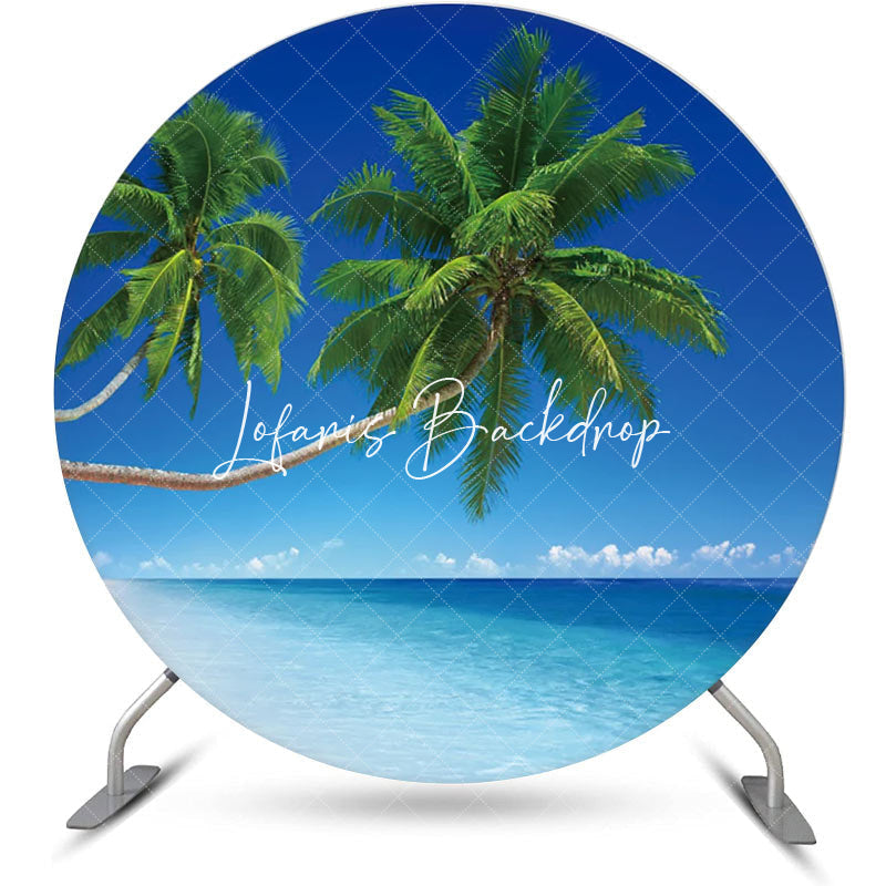 Lofaris Round Palm Trees Sky Clouds Hawaii Beach Backdrop