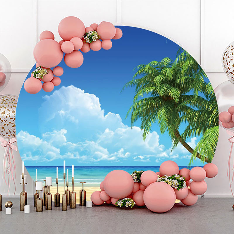Lofaris Round Palm Trees Sky Hawaii Beach Summer Backdrop