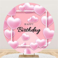 Lofaris Round Pink Love Black Happy Birthday Day For Party