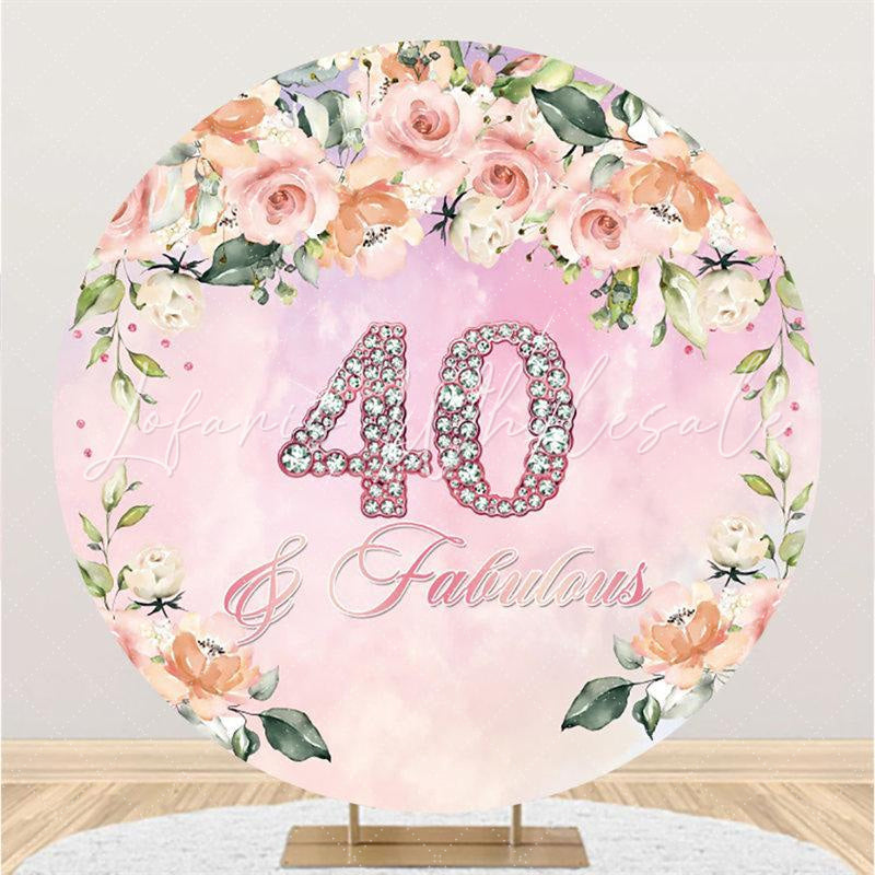 Lofaris Round Pink Theme Happy 40th Birthday Backdrop For Women