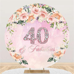 Lofaris Round Pink Theme Happy 40th Birthday Backdrop For Women