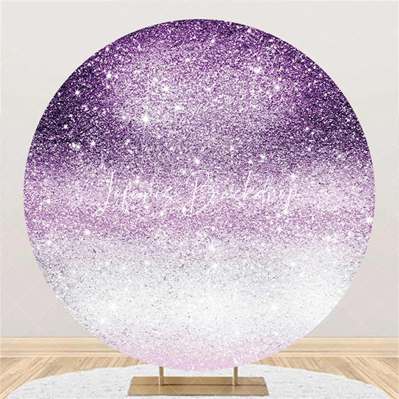 Lofaris Round Purple Silver Glitter Bokeh Birthday Backdrop