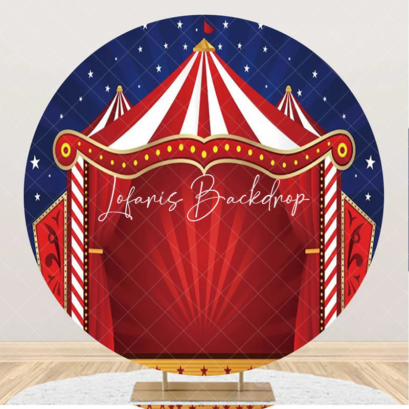 Lofaris Round Red Blue Night Star Circus Tent Party Backdrop