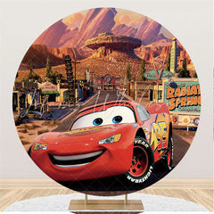 Lofaris Round Red Sports Car Happy Birthday Backdrop For Boy