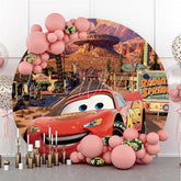 Lofaris Round Red Sports Car Happy Birthday Backdrop For Boy