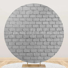 Lofaris Round Retro Grey Brick Wall Birthday Party Backdrop