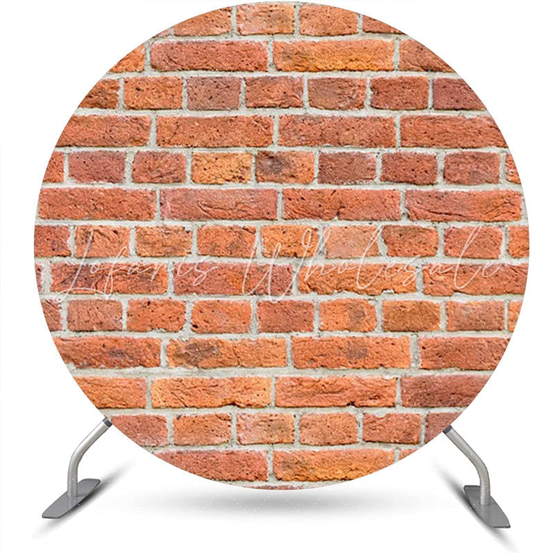 Lofaris Round Retro Red Brick Wall Backdrop For Birthday