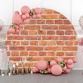 Lofaris Round Retro Red Brick Wall Backdrop For Birthday