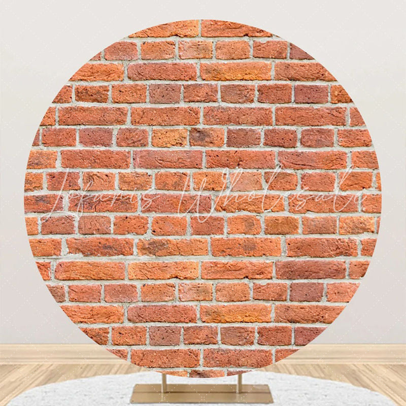 Lofaris Round Retro Red Brick Wall Backdrop For Birthday