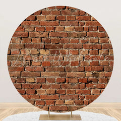 Lofaris Round Retro Red Brick Wall Birthday Party Backdrop