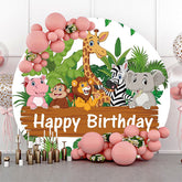 Lofaris Round Safari Forest Animals Birthday Party Backdrop