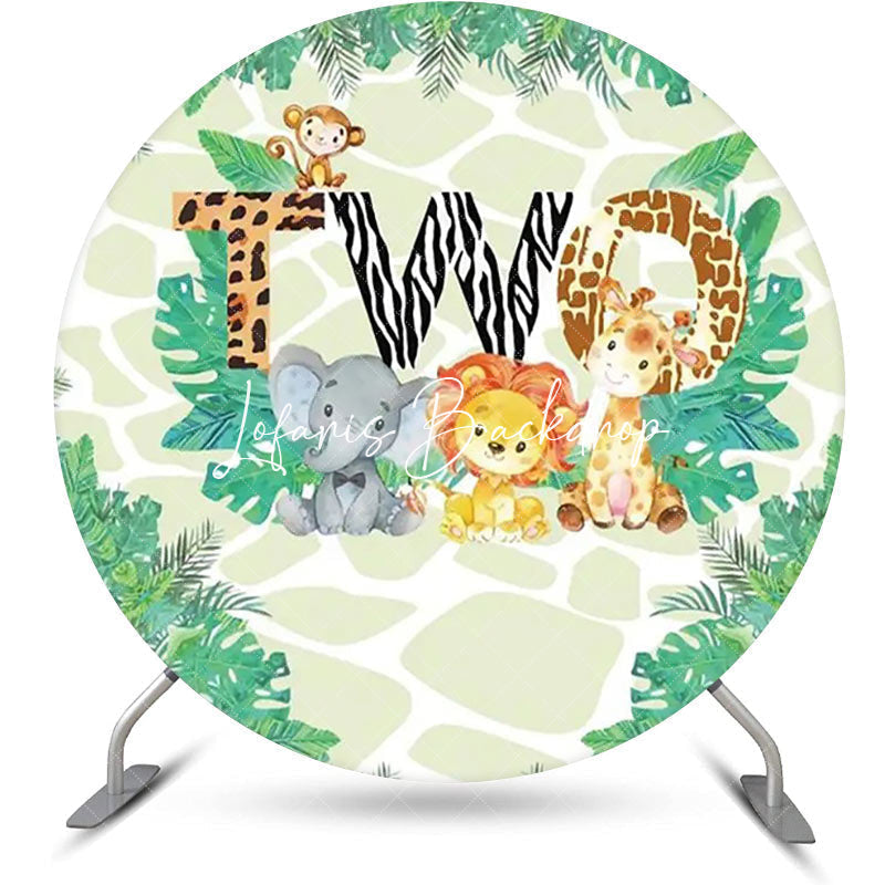 Lofaris Round Safari Two Wild Animal Birthday Party Backdrop