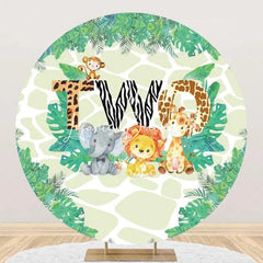 Lofaris Round Safari Two Wild Animal Birthday Party Backdrop
