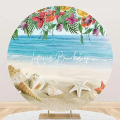 Lofaris Round Sandy Beach Floral Coastal Summer Backdrop