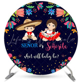 Lofaris Round Senor Or Senorita Gender Reveal Baby Shower Backdrop
