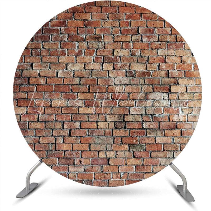 Lofaris Round Shabby Classic Brick Wall Birthday Backdrop